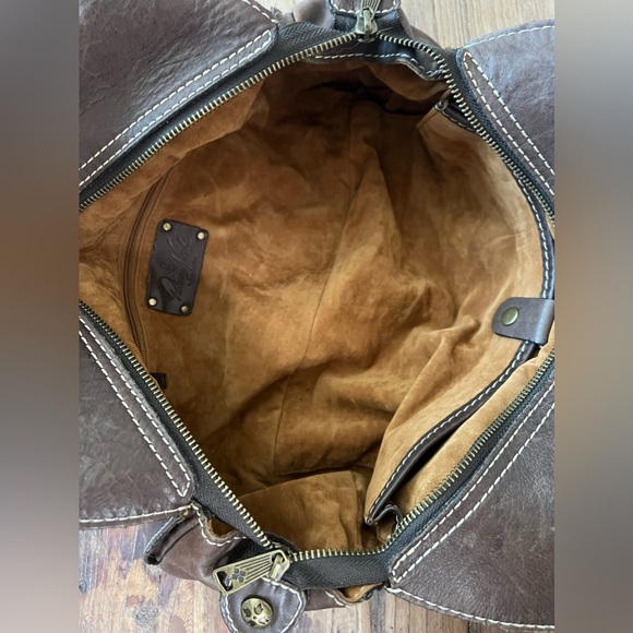 Patricia Nash brown 100% leather handbag purse ergo satchel stud rivets brown - Picture 9 of 9